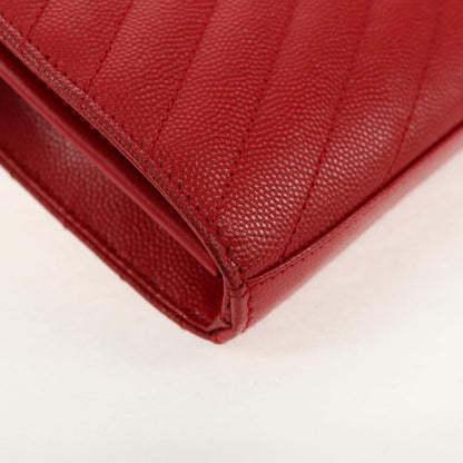 Saint Laurent Cassandra Wallet on Strap leather, RED, LEATHER, Shoulder bag