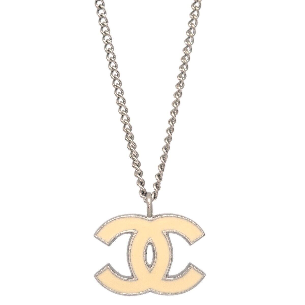 Chanel CC Logo Pendant Necklace Metal, SILVER, SILVER_PLATED, Necklace