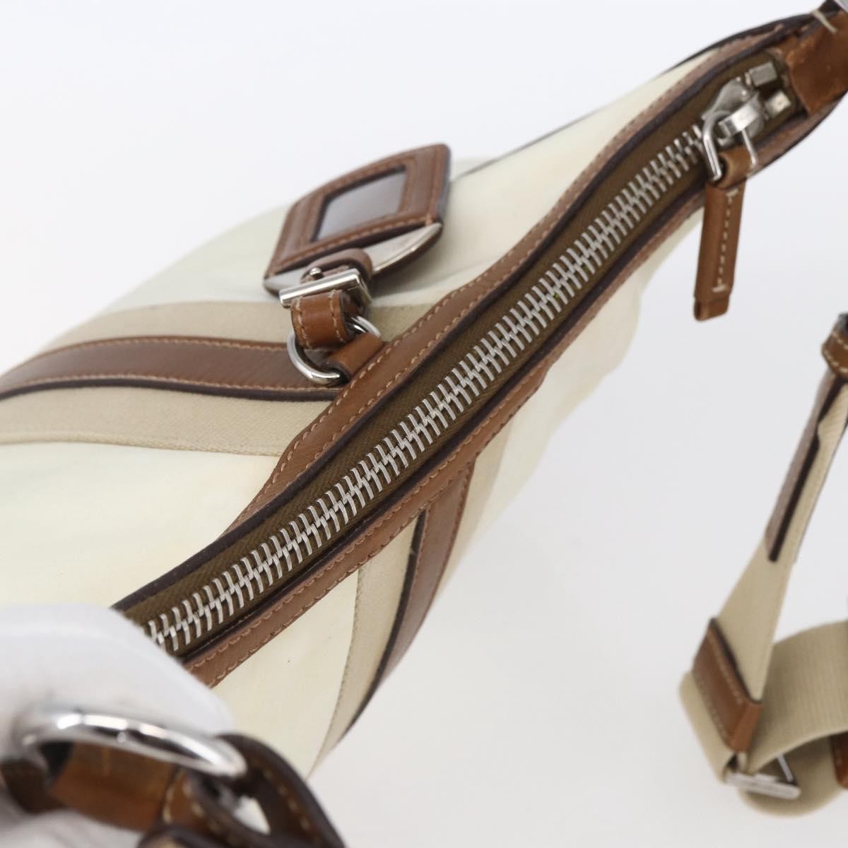 Prada Vintage Shoulder Bag Nylon and Leather, BEIGE, NYLON, Shoulder bag