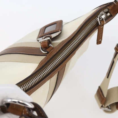 Prada Vintage Shoulder Bag Nylon and Leather, BEIGE, NYLON, Shoulder bag
