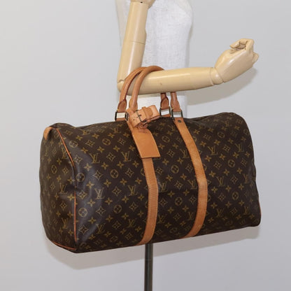 Louis Vuitton Keepall Bag Monogram Canvas, BROWN, CANVAS, Travel bag