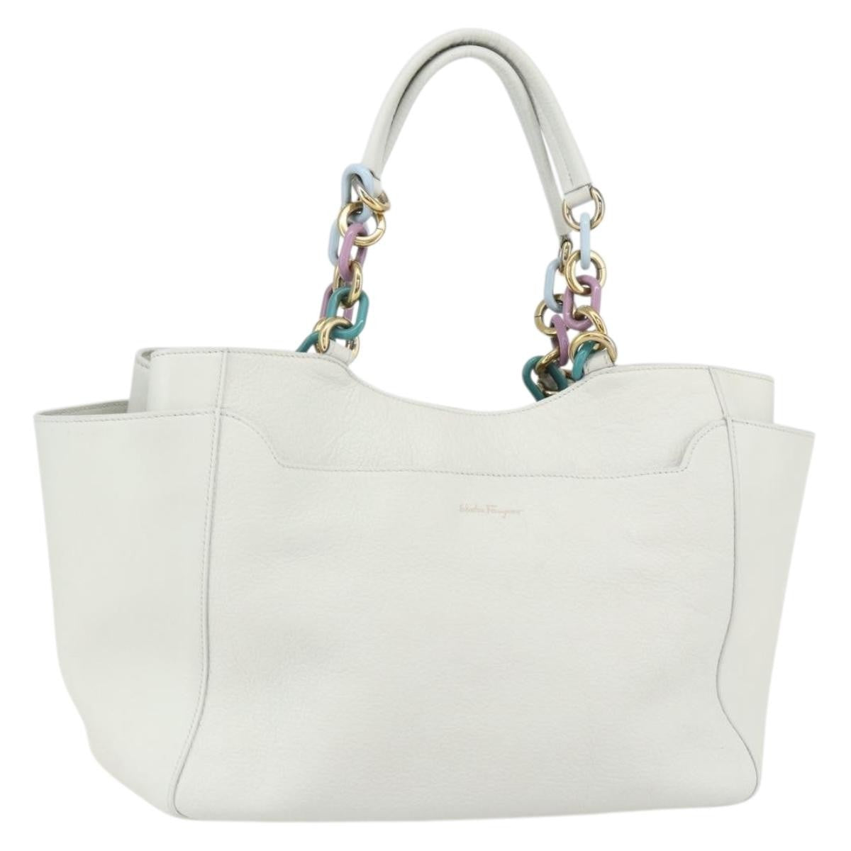 Salvatore Ferragamo Vintage Tote bag Leather, WHITE, LEATHER, Tote bag