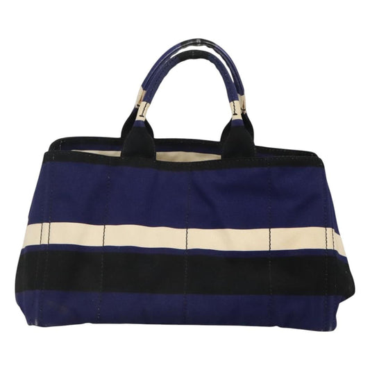 Prada Canapa Open Tote Canvas, BLUE, CANVAS, Tote bag