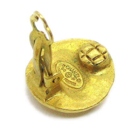 Chanel Vintage CC Round Clip-On Earrings Metal, GOLD, GOLD_PLATED, Earrings