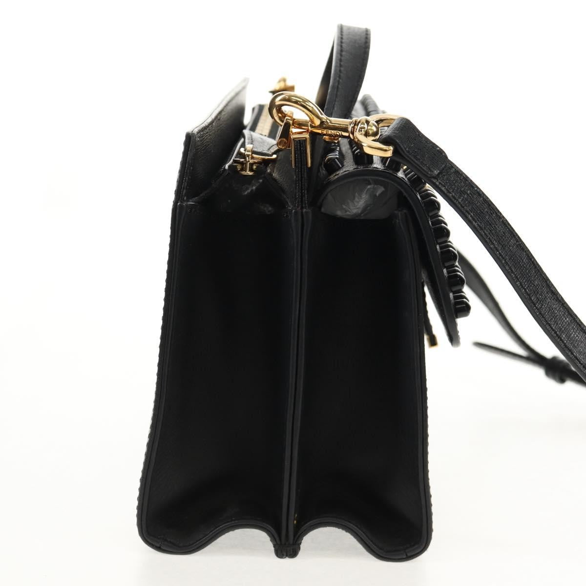 Fendi Demi Jour Monster Satchel Studded Leather, BLACK, LEATHER, Handbag