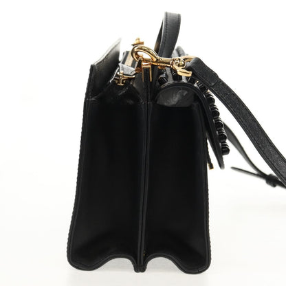 Fendi Demi Jour Monster Satchel Studded Leather, BLACK, LEATHER, Handbag
