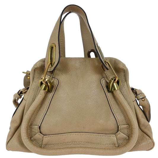 Chloe Paraty Top Handle Bag Leather, BEIGE, LEATHER, Handbag