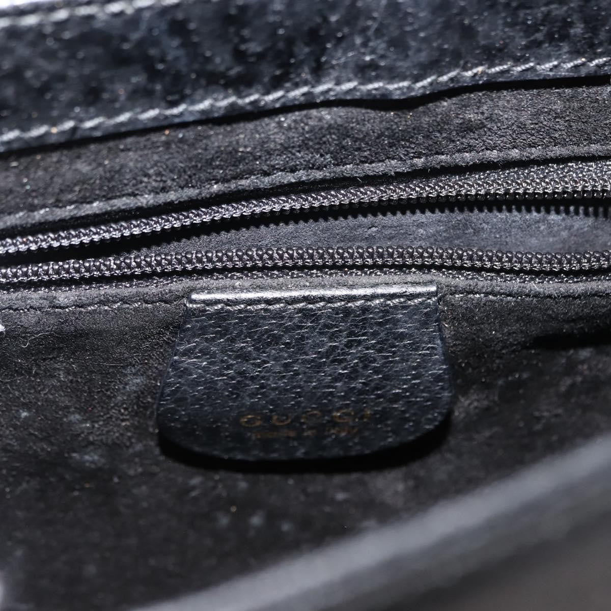 Gucci Vintage Bamboo Handle Bag Leather, BLACK, LEATHER, Handbag