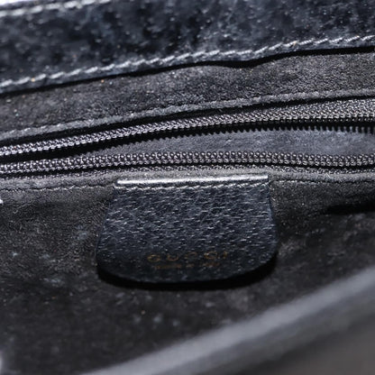 Gucci Vintage Bamboo Handle Bag Leather, BLACK, LEATHER, Handbag