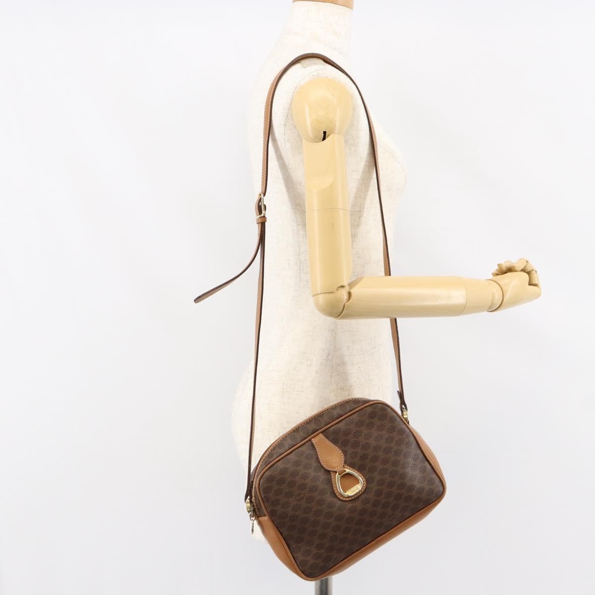 Celine Vintage Macadam Shoulder Bag Canvas and Leather, BROWN, CANVAS, Shoulder bag