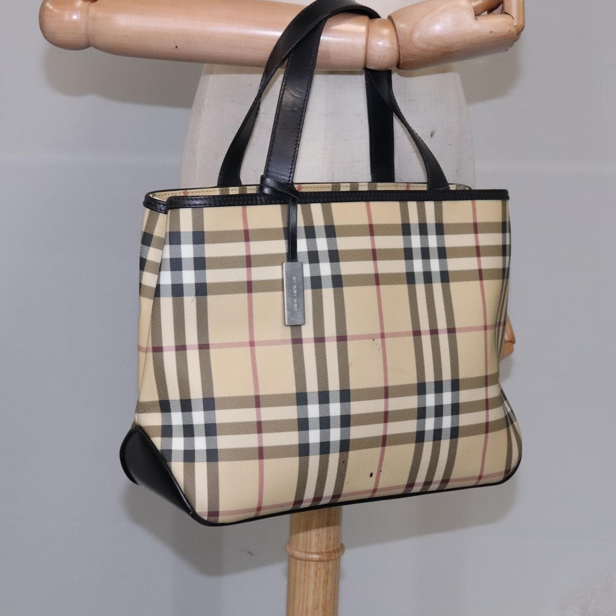 Burberry Nova Check Tote Canvas and Leather, BEIGE, CANVAS, Tote bag