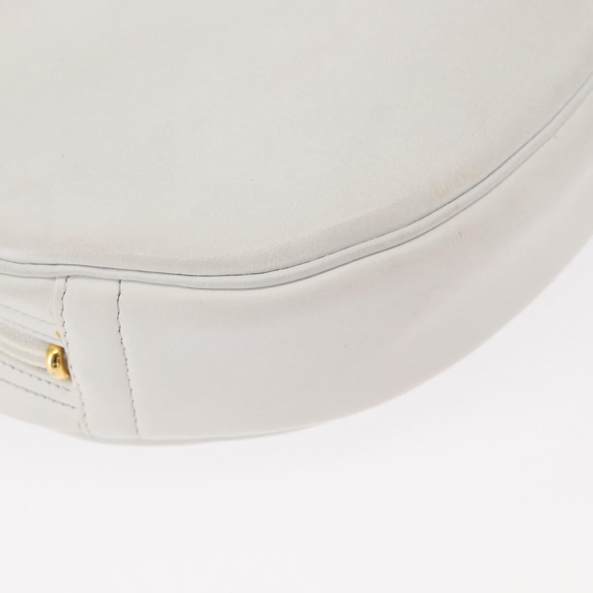 Christian Dior Vintage Zip Shoulder Bag Leather, WHITE, LEATHER, Shoulder bag