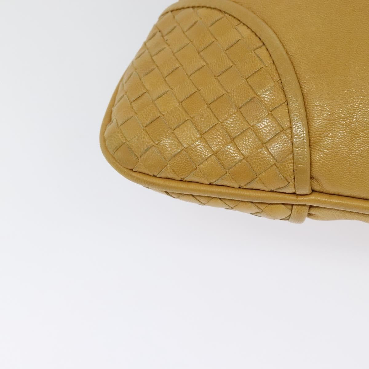 Bottega Veneta Chain Link Shoulder Bag Leather with Intrecciato, YELLOW, LEATHER, Shoulder bag