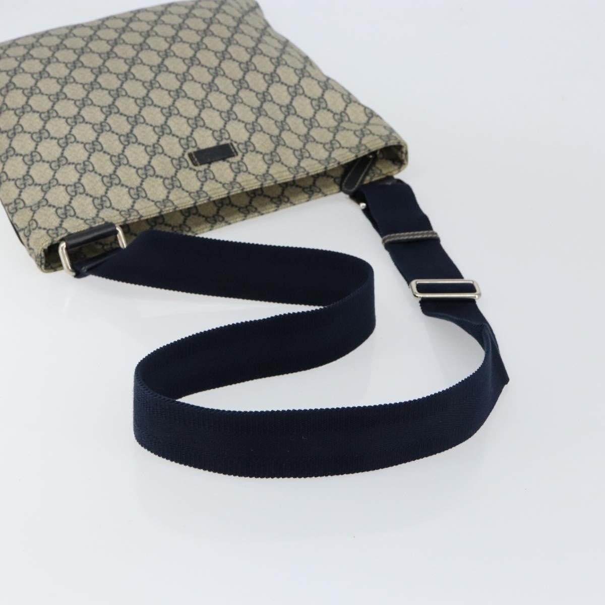 Gucci Zip Top Messenger Bag GG Coated Canvas, NAVY, PVC, Shoulder bag