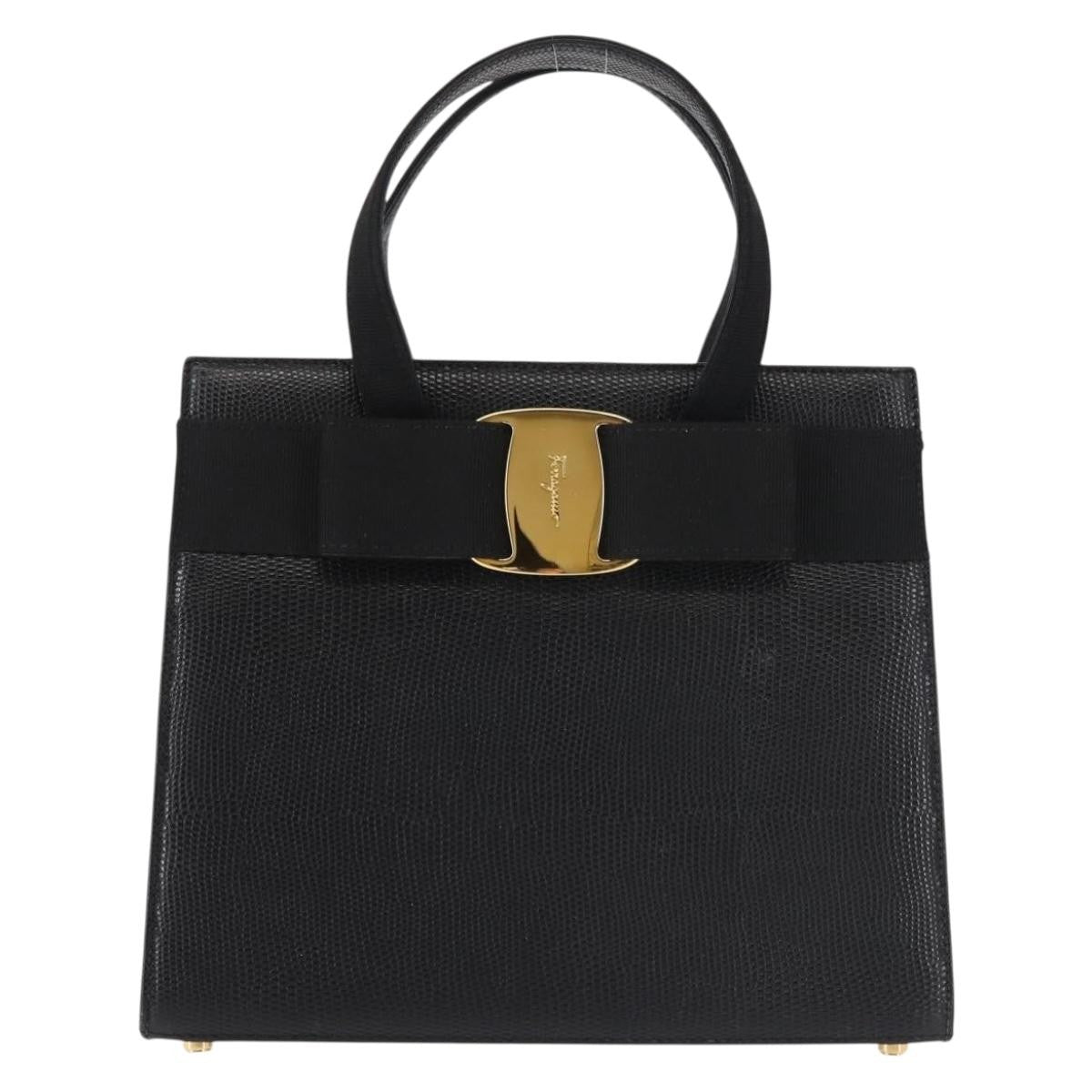 Salvatore Ferragamo Convertible Vara Bow Tote Leather, BLACK, LEATHER, Tote bag