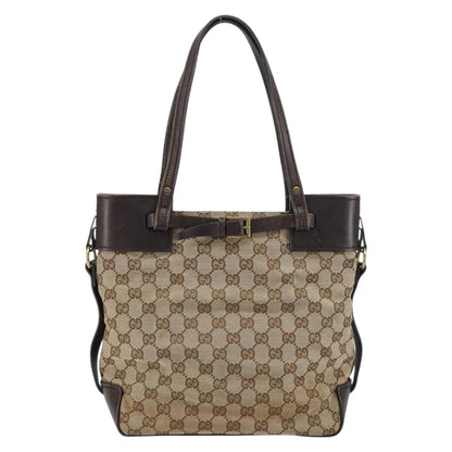 Gucci Belted Bucket Tote GG Canvas with Leather, BEIGE, CANVAS, Tote bag