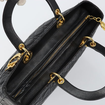 Christian Dior Vintage Lady Dior Bag Cannage Quilt Lambskin, BLACK, LEATHER, Handbag