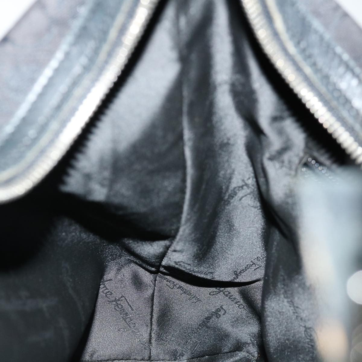 Salvatore Ferragamo Vintage Shoulder Bag Canvas, BLACK, CANVAS, Shoulder bag