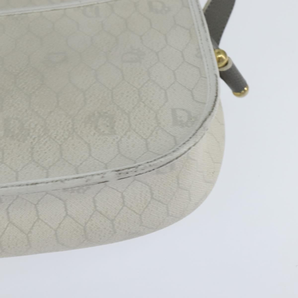 Christian Dior Vintage Honeycomb Flap Crossbody Bag Canvas and Leather, WHITE, CANVAS, Shoulder bag