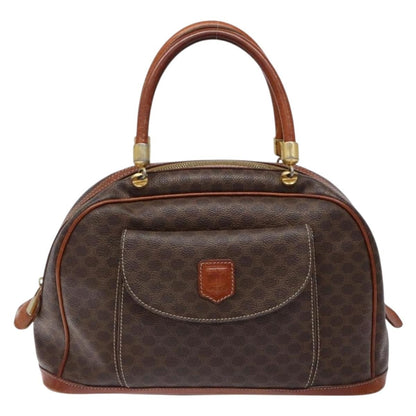 Celine Macadam Handbag Macadam with leather, BROWN, CANVAS, Handbag