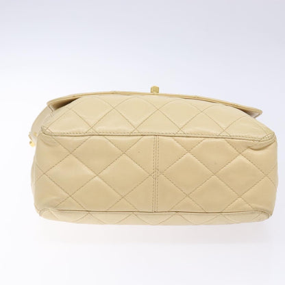 Chanel Vintage CC Flap Crossbody Bag Quilted Lambskin, BEIGE, LEATHER, Shoulder bag