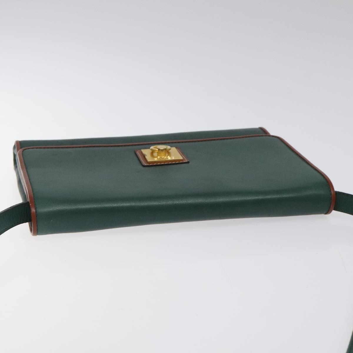 Celine Vintage Triomphe Flap Bag Leather, GREEN, LEATHER, Shoulder bag
