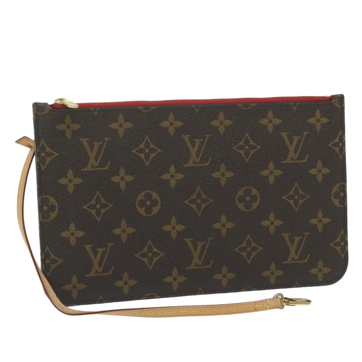 Louis Vuitton Neverfull Pochette Monogram Canvas, BROWN, CANVAS, Tote bag