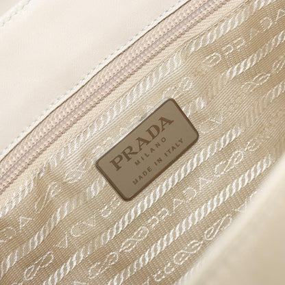 Prada Vintage Shoulder Bag Nylon and Leather, BEIGE, NYLON, Shoulder bag