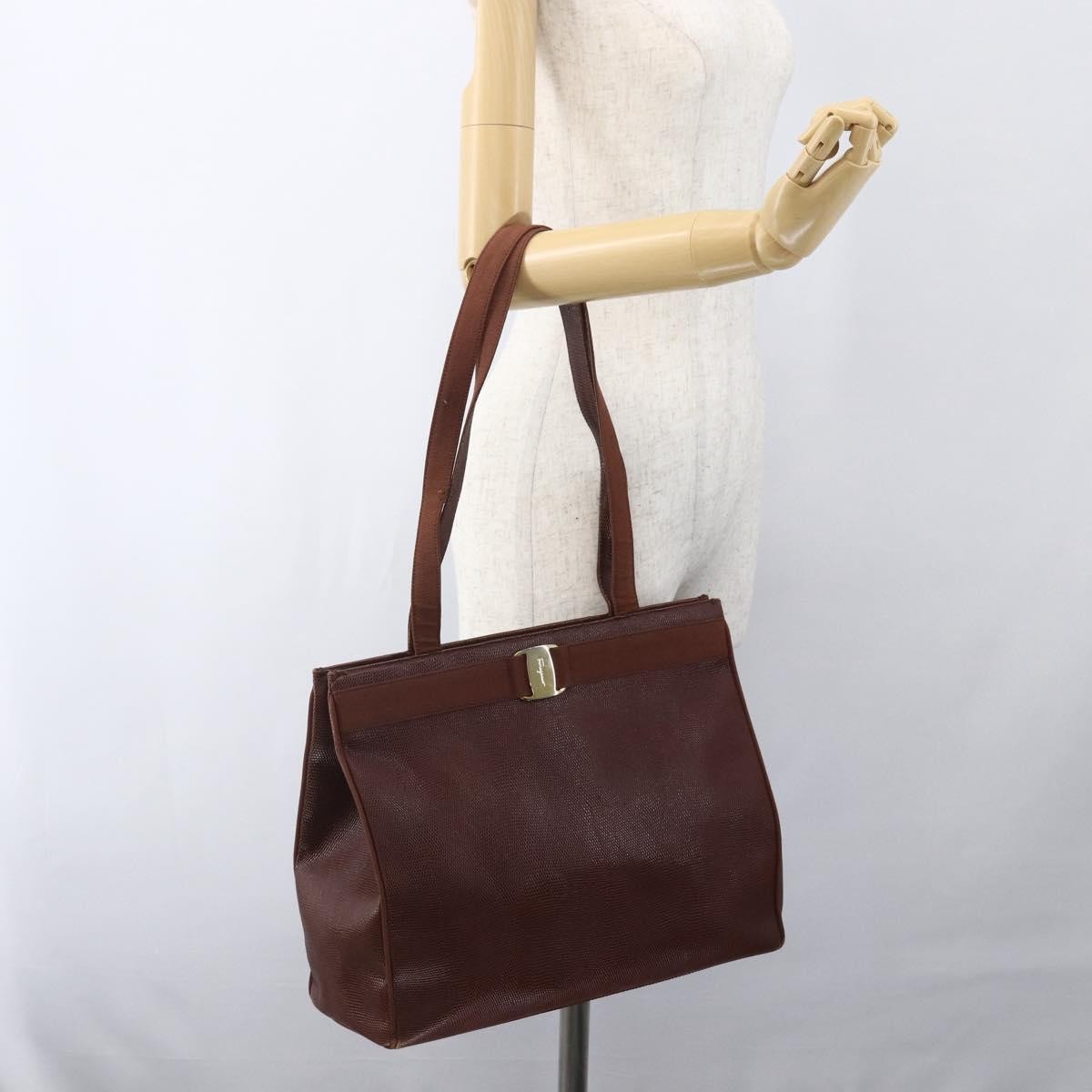 Salvatore Ferragamo Vala Shoulder Bag Leather, BROWN, LEATHER, Shoulder bag