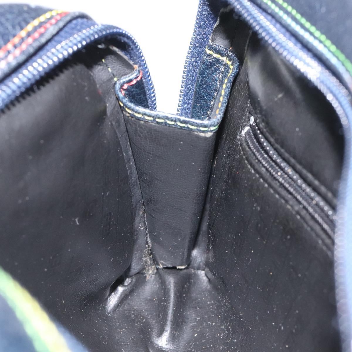 Fendi Vintage Zip Crossbody Bag Leather, NAVY, LEATHER, Shoulder bag