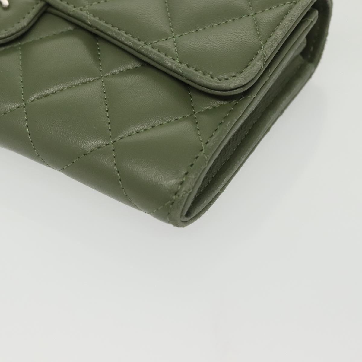 Chanel CC Gusset Classic Flap Wallet Quilted Lambskin, GREEN, LEATHER, Wallets