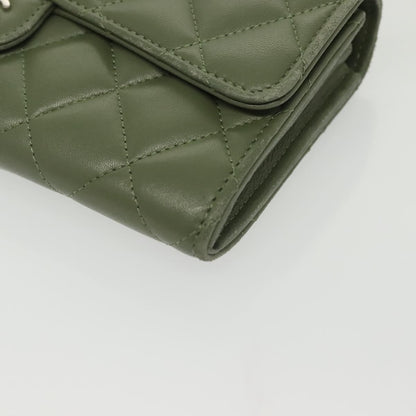 Chanel CC Gusset Classic Flap Wallet Quilted Lambskin, GREEN, LEATHER, Wallets