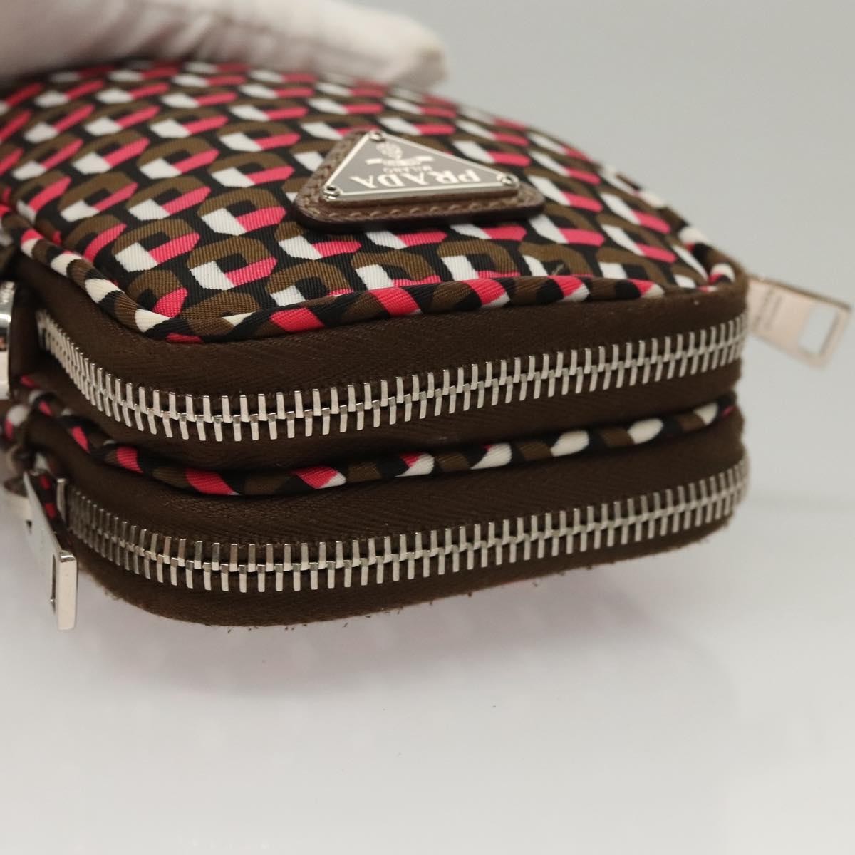 Prada Baguette Shoulder Bag Quilted Tessuto with Leather, BROWN, NYLON, Shoulder bag