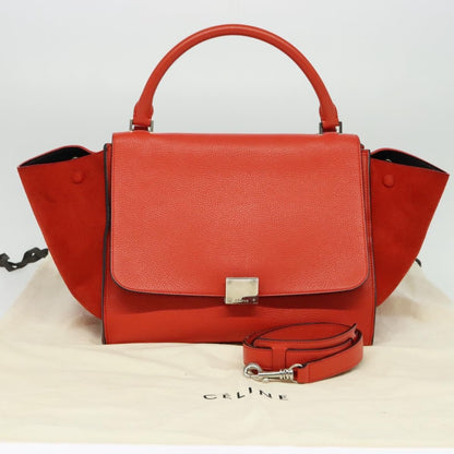 Celine Trapeze Bag Leather with Suede, RED, LEATHER, Handbag