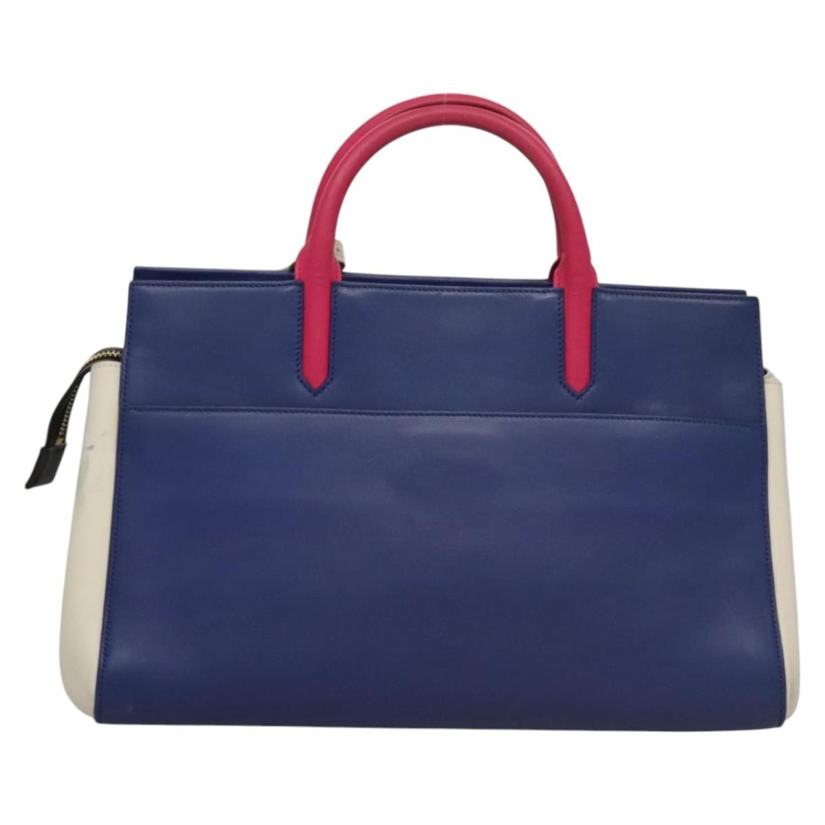 Saint Laurent Rive Gauche Cabas Leather, BLUE, LEATHER, Tote bag