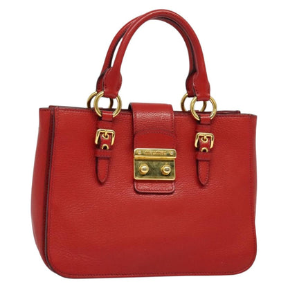 Miu Miu Madras Convertible Lock Tote Leather, RED, LEATHER, Handbag