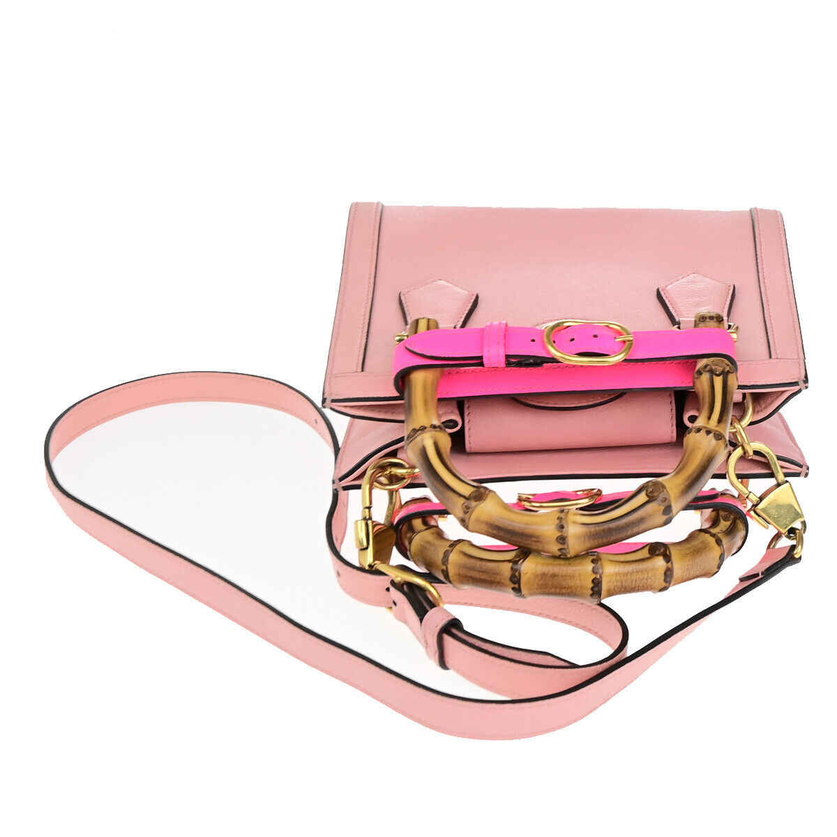 Gucci Diana NM Bamboo Handle Tote Leather, PINK, LEATHER, Tote bag