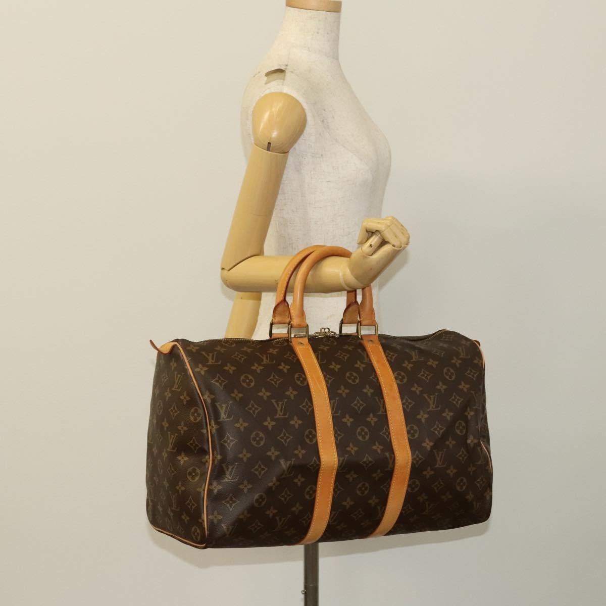 Louis Vuitton Keepall Bag Monogram Canvas, BROWN, CANVAS, Travel bag