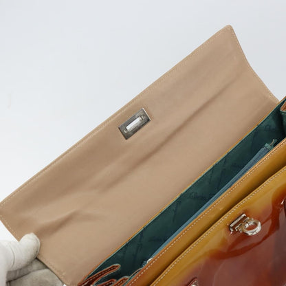 Salvatore Ferragamo Gancini handbag Patent leather, BROWN, PATENT_LEATHER, Handbag