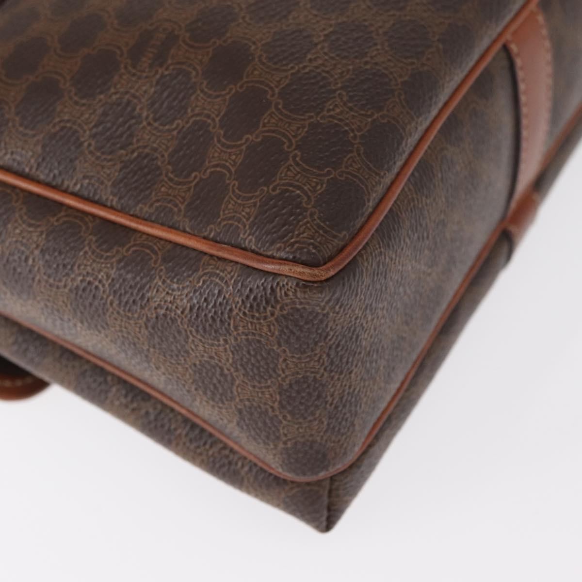 Celine Vintage Macadam Shoulder Bag Canvas and Leather, BROWN, CANVAS, Shoulder bag