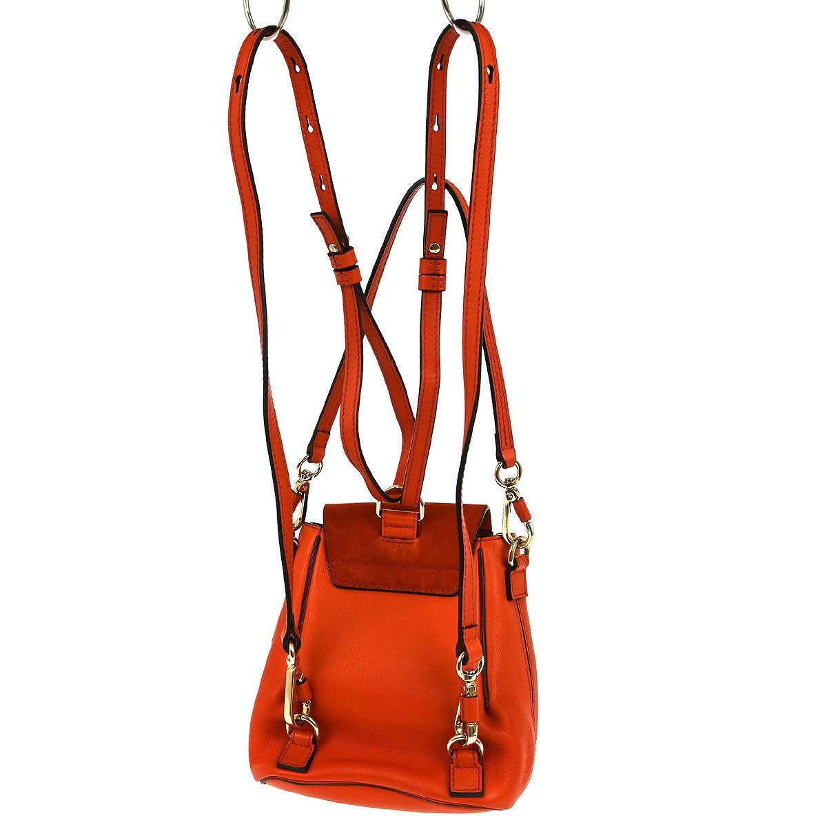 Chloe Faye Backpack Leather and Suede, ORANGE, SUEDE, Backpack
