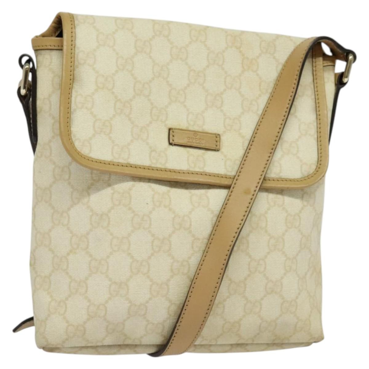 Gucci Flap Messenger GG Coated Canvas, BEIGE, PVC, Shoulder bag