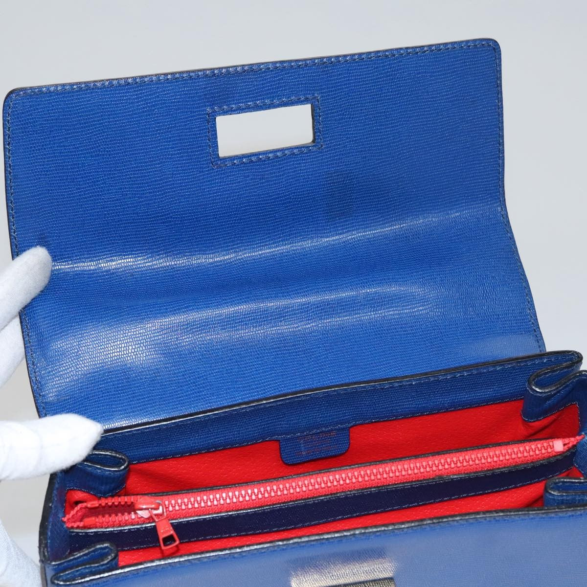 Celine Vintage turn lock shoulder bag Leather, BLUE, LEATHER, Handbag