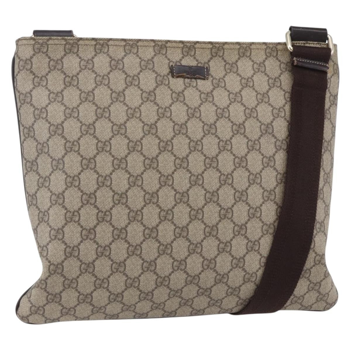 Gucci Zip Top Messenger Bag GG Coated Canvas, BEIGE, PVC, Shoulder bag