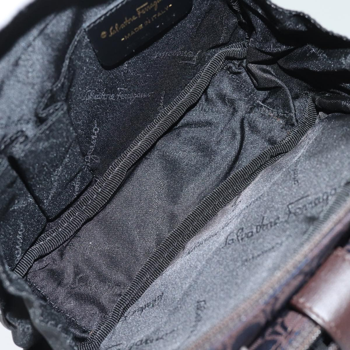 Salvatore Ferragamo Gancini mini handbag Canvas, NAVY, CANVAS, Handbag