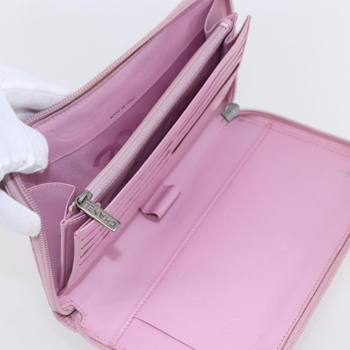 Chanel Cambon Zip Around Wallet Quilted Lambskin, PINK, LEATHER, Wallets