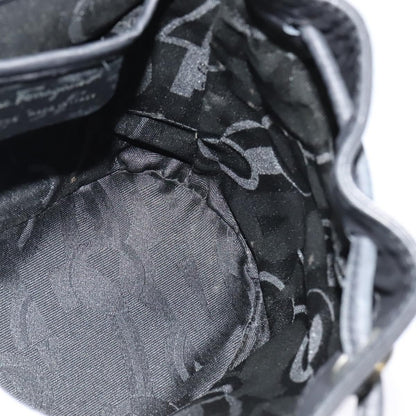 Salvatore Ferragamo Gancini Flap Drawstring Backpack Leather, BLACK, LEATHER, Backpack