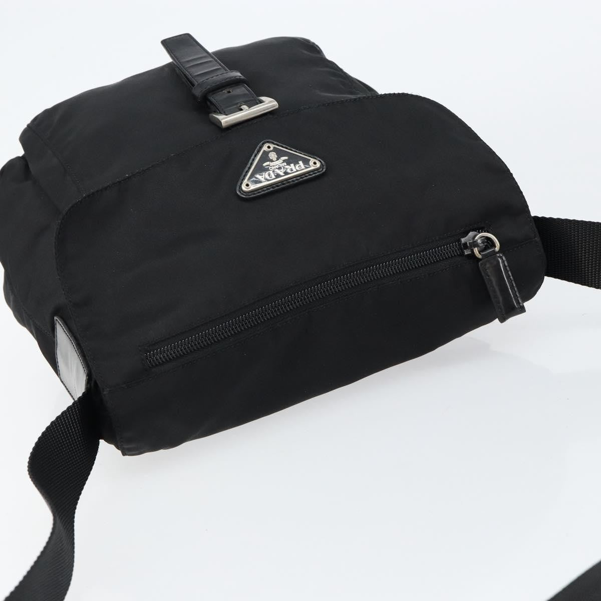 Prada Buckle Messenger Bag Tessuto, BLACK, NYLON, Shoulder bag