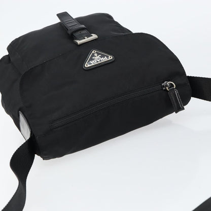 Prada Buckle Messenger Bag Tessuto, BLACK, NYLON, Shoulder bag