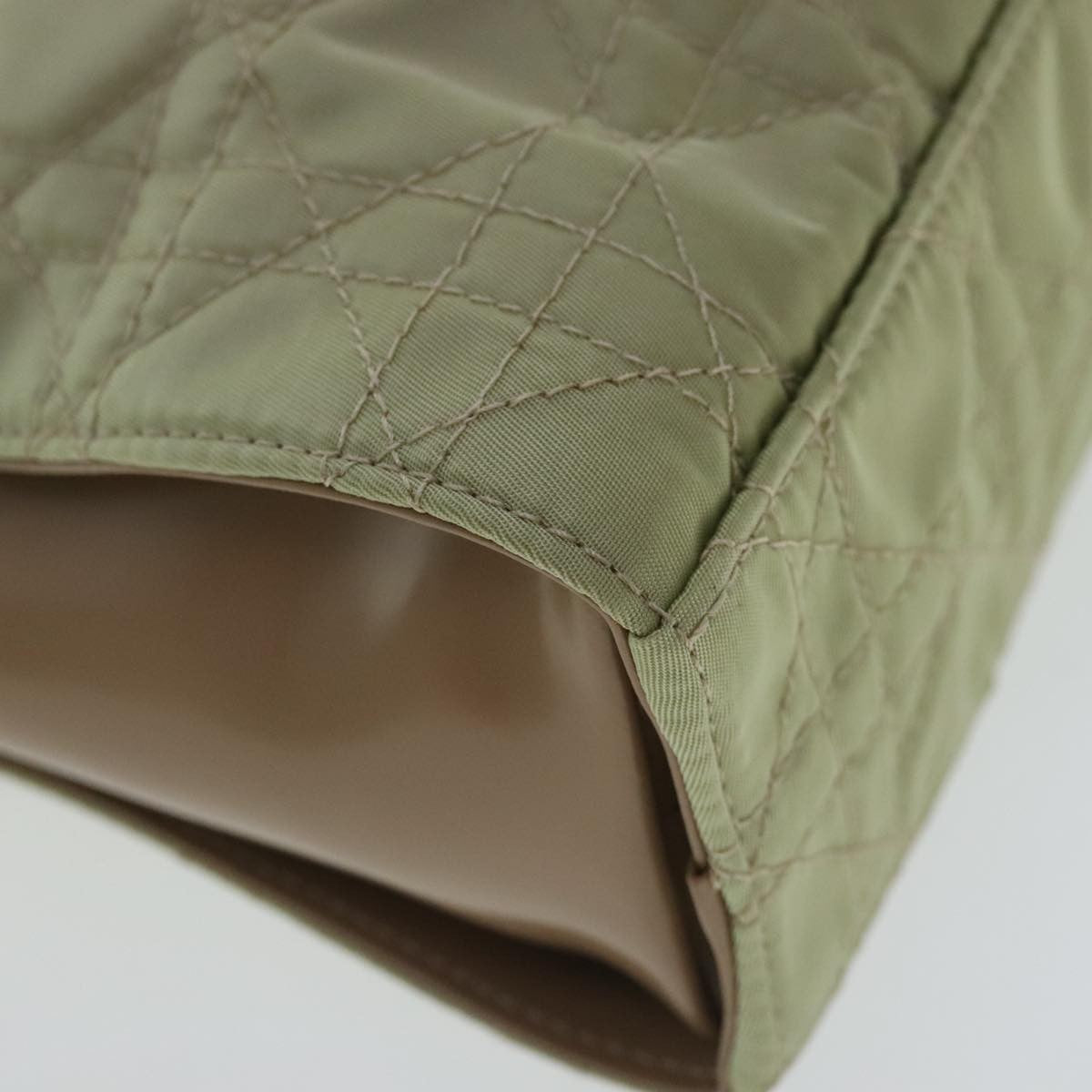 Christian Dior Vintage Tote Cannage Quilt Nylon, BEIGE, NYLON, Tote bag